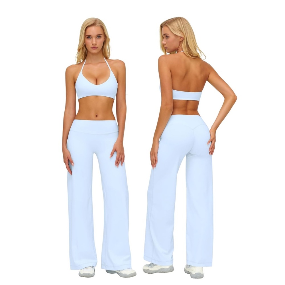 Workout Pants for Women Straight Leg Yoga Pants Gym Pilates Baby Blue Pastel